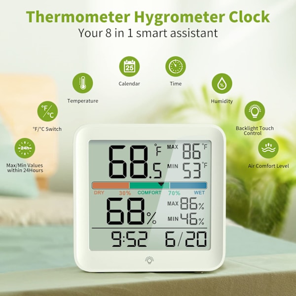 2-pak indendørs termometer Rumtemperatur Hygrometer til hjemmet