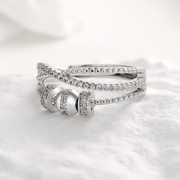 Fidget Ring för dotter - Silver Spinner Ring med Cubic Zirconia (Till min dotter)