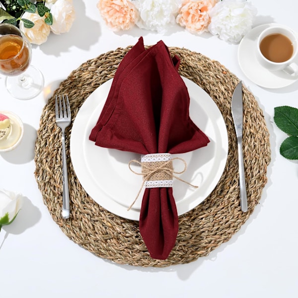 100 stk blonder og lerretsringer til fest, lerrets serviettringer, DIY bryllupsdekorasjon for