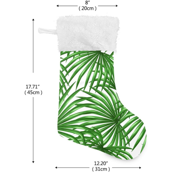 Julklapp, personliga julklappsstrumpor 2-pack Palm Leaf 45,7 cm Julstrumpor Hängande Ornament Eldstad för träddekoration 17.71x1