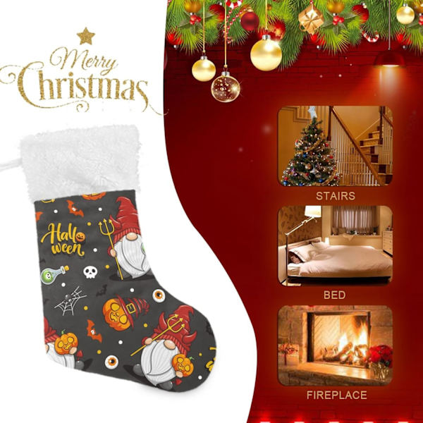 Julklapp, personliga julklappsstrumpor 2-pack Halloween Tomte Pumpa 45,7 cm Julstrumpor Hängande Ornament Eldstad för träd