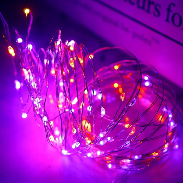 Halloween Fairy Lights Lilla & Orange, 400LED Kobber Streng Lys Vandtæt Gotisk Twinkle Lys til Hjem, Soveværelse, Have, Terrasse, Udendørs,