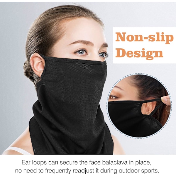 Halstørklæde Maske Bandana med Øre Stropper 3 Pakke. Hals Gaiter Balaclava Støv UV Sol