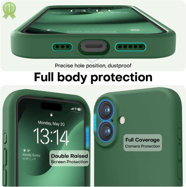 Designad för iPhone 16-fodral, premium silikon med [mjukt anti-rep mikrofiberfoder] stötsäkert skyddande telefonfodral för män, kvinnor, flickor 6.1\"