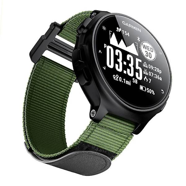 For Garmin Forerunner 735xt Krog og løkke Fastgørelse Nylon Urrem HFM Army Green