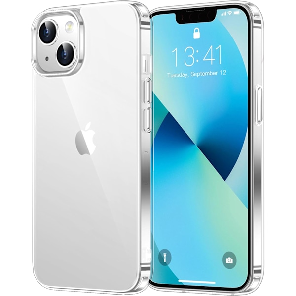 Suunniteltu iPhone 13 -kuorelle / iPhone 14 -kuorelle, [Ei kellastu] [Sotilastason suojaus] Ohuet iskunkestävät puhelinkuoret, Kirkas Kirkas