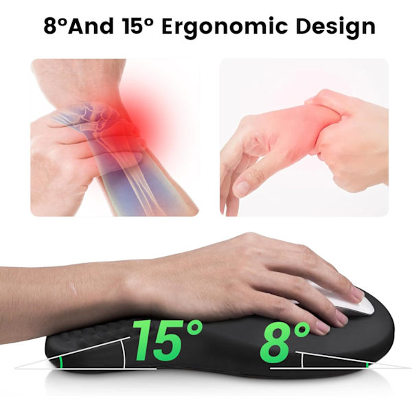 Ergonomiskt musmatta och handledsstöd för tangentbord, supermjukt minnesskum för handledsstöd för datortangentbord, halkfria armstödskuddar