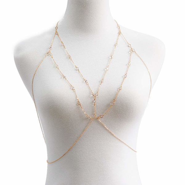 Lager Crystal Body Chain Rhinestone BH Beach Bikinikedjor
