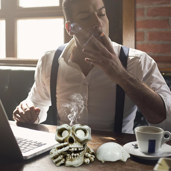 Retro Halloween Svartvita Spindelnät med Vita Spindlar på Svart Cigaretter Rökare Glas Askfat, Bärbar Cigarr Aska Fackhållare Rund Väska för