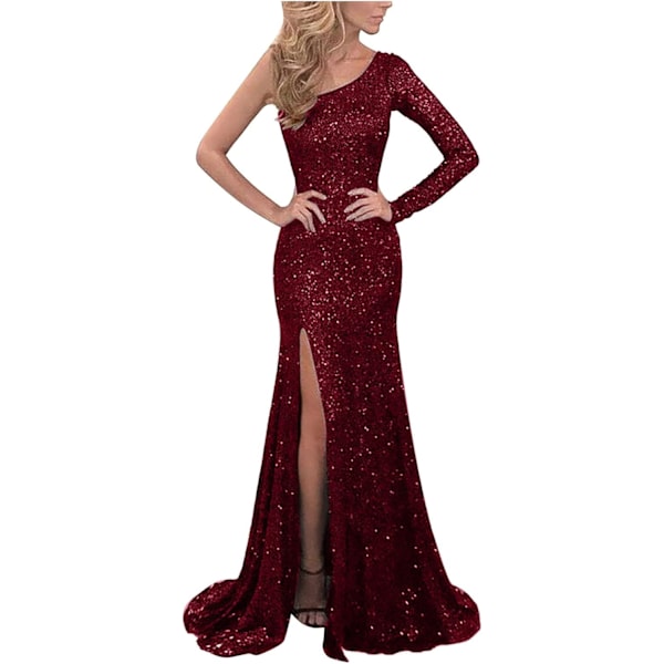 Kvinde Sequin Split Kjoler og Aften Cocktail Fest Brudepige Elegant Kjole