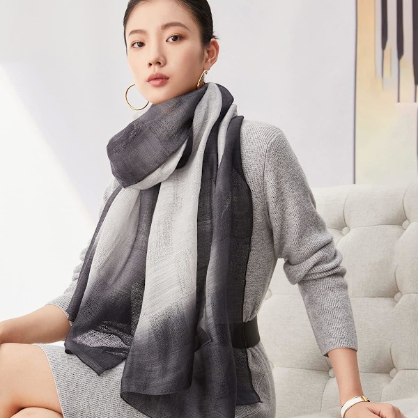 Kvinder Silke Tørklæde Stribe Lange Sjal og Wraps Letvægts Solid Pashmina til
