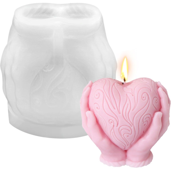 Silikoneforme, hjerteformede lysforme, silikone til støbning, 3D lysform, silikone til DIY bivoks, aromaterapi, fødselsdag, Valentinsdag