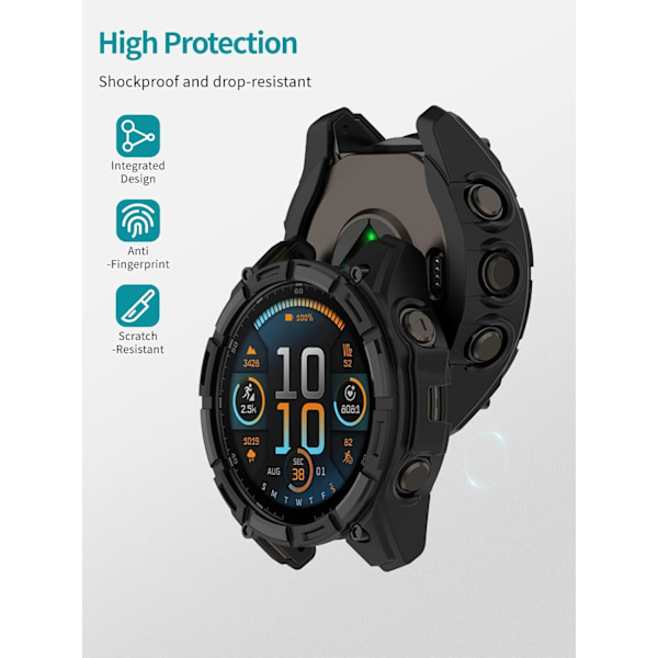 Skal för Garmin Enduro 3–51mm, Smartwatch Skydd TPU Material, Lätt att Installera, Fallsäkert, Mjukt, Skyddande Skal för Enduro 3 (Svart) Svart