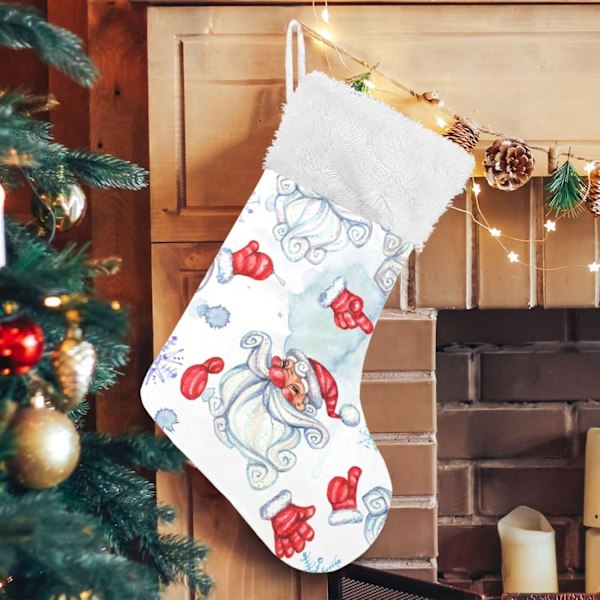 Julklapp, Personliga Julklappsstrumpor 2-pack Jultomten med vitt skägg Jul 18\" Julstrumpor Hängande Ornament Kami