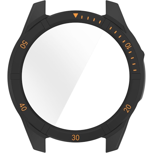 Täyssuojaava kotelo näytönsuojalla, yhteensopiva Garmin Fenix 8 47mm PC:n ja aidon lasisen suojakotelon kanssa, älykellotarvikkeet (musta+ora