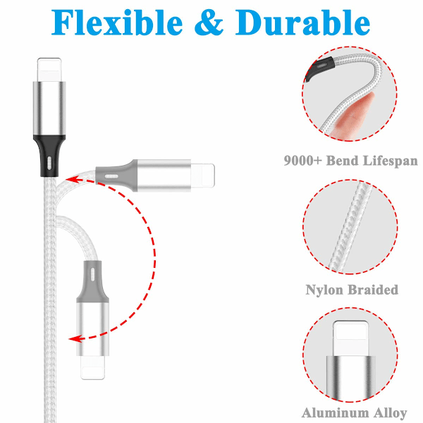 Multi, (2-pak 5 fod) Multi USB-ladekabel