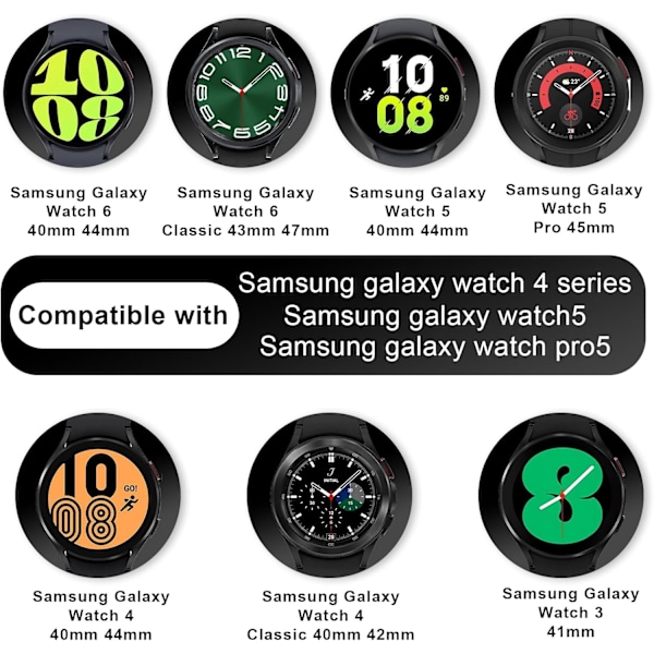 Magnetiska armband kompatibla med Galaxy Watch 5 Pro band 45mm, Galaxy Watch 7 6 Band 40mm 44mm, Galaxy Watch 6 Classic band 43mm 47mm, No Gap Soft