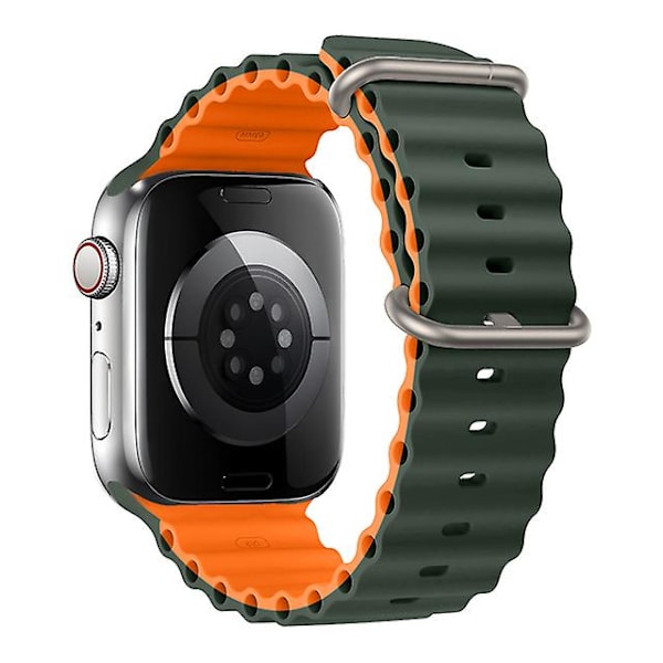 Rem för Apple Watch Ultra Band 49mm 44mm 40mm 45mm 41mm 42mm 45 Mm Armband Silikon Armband Iwatch Serie 7 8 4 5 6 3 Se green orange 42mm 44mm 45mm 49mm
