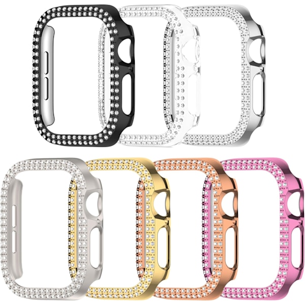 7 kpl Bling-kotelo, yhteensopiva Apple Watch Series 10 (2024) 42 mm 46 mm -kellon kanssa, Glitter-strassi-timantti suojakotelo iWatch Series 10 Smart W -kellolle