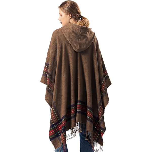 Oversized vinterteppe sjal kvinners koselige åpne foran poncho