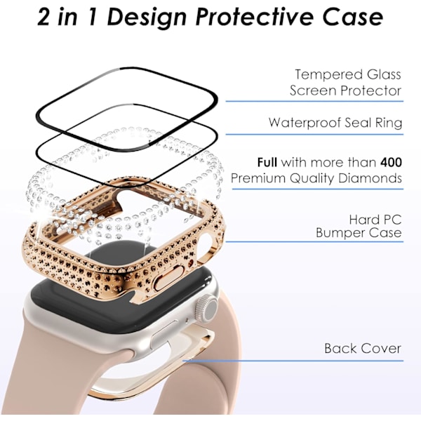 2 i 1 Bling vanntett etui for iWatch Series 6