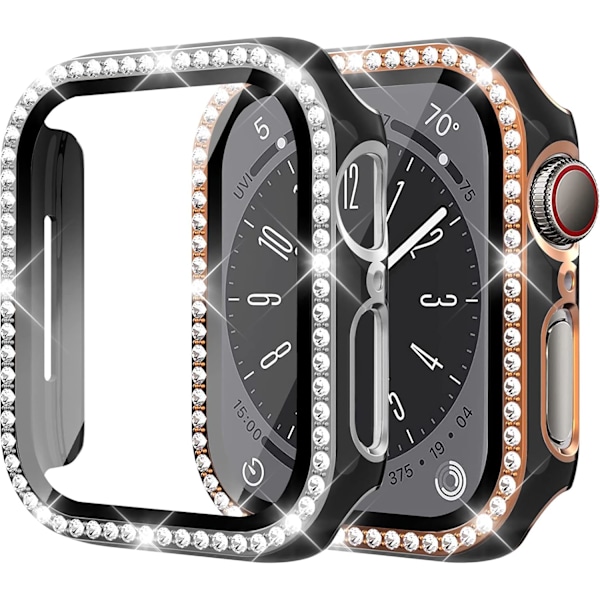 2 kpl Timanttikotelo Apple Watch SE/6/5/4 44mm:lle, Kristallinkirkas suojakuori puskurikehyksellä ja karkaistulla lasisella näytönsuojalla naisille iWatch Series SE 6:lle