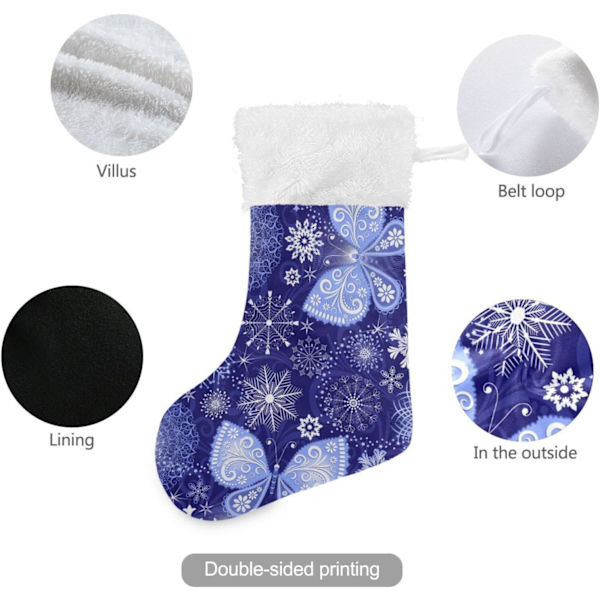 Julklapp, Personliga Julklappsstrumpor 2-pack Vit Snöflinga Blå Jul 45,7 cm Julstrumpor Hängande Ornament Eldstad