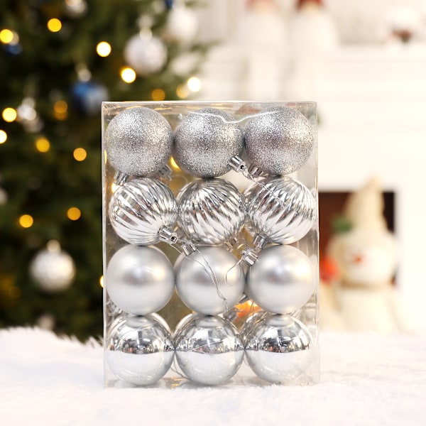 Sølv 3,2\" store julekuler - Julepynt