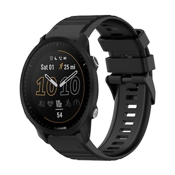 For Garmin Forerunner 955 22mm Horisontal Tekstur Silikone Rem Med Fjernelsesværktøj SKG Black