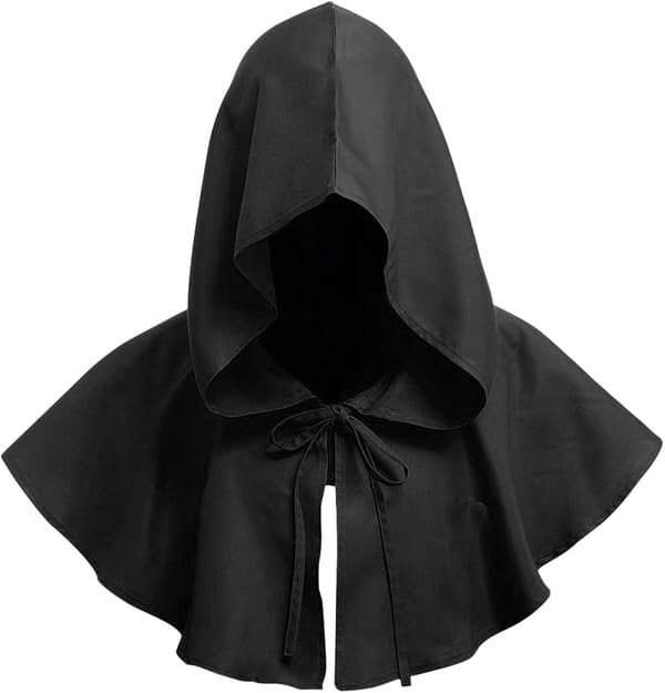 Tianhaik Halloween Grim Hætte Kappe Cosplay Kostumer Hætte Poncho til Mænd Kvinder Sort