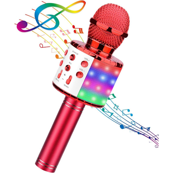 4 i 1 karaoke trådløs mikrofon med LED-lys