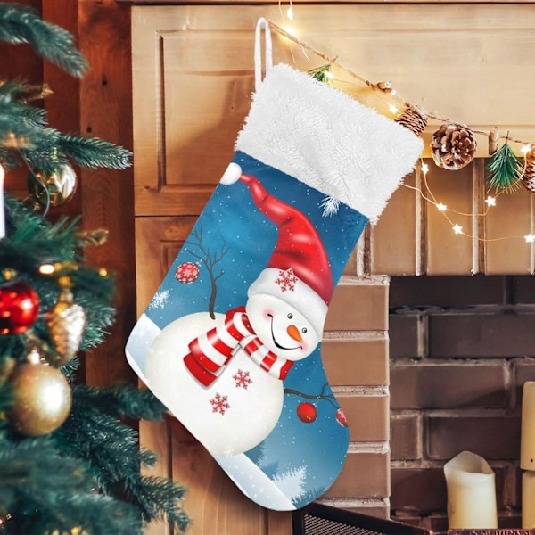 Julklapp, Personliga Julklappsstrumpor 2-pack Jul Snögubbe med Tomteluva 18 tum Julstrumpor Hängande Ornament Ka