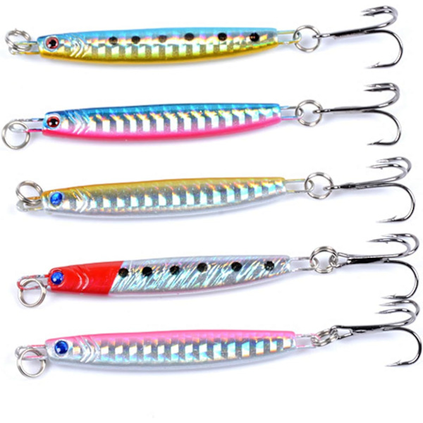5 st Fiskedrag Set - Hårdmetall Fiskedrag Sked Paljetter Bete