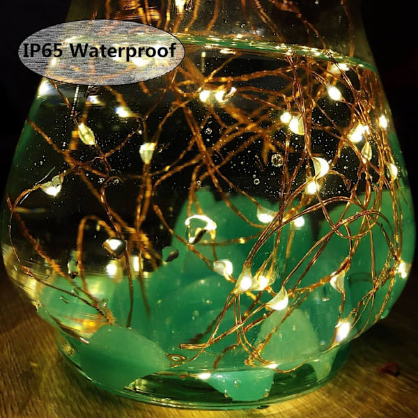 Solcellskoppar Strängljus, 2-pack 100 LED Solcells-Fairy Lights 33 fot 8 lägen Silvertrådsljus Vattentäta Utomhussträngljus för Höst Orange