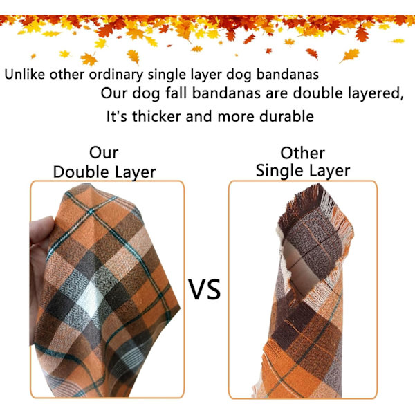 Høst Hundebandanas, 2 Pak Bomuld Dobbelt Lag Reversible Thanksgiving Hund