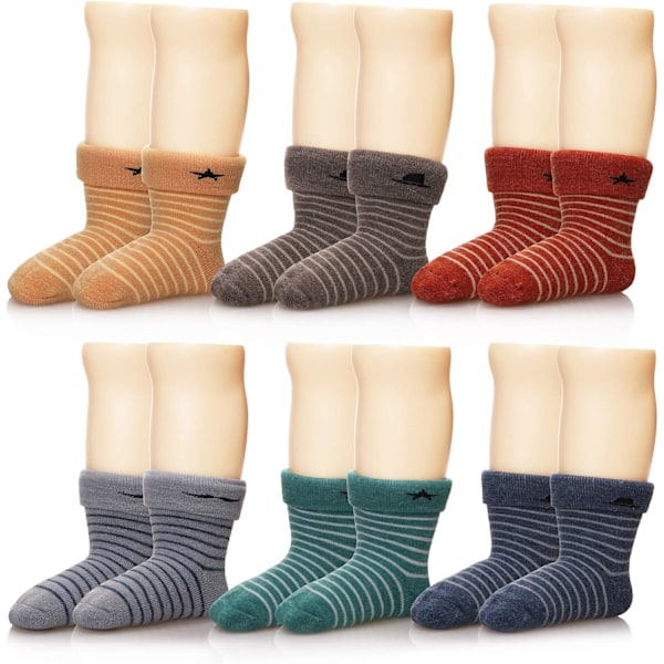 6 Pairs of Children's Winter Wool Socks, Thick and Warm Crew Socks