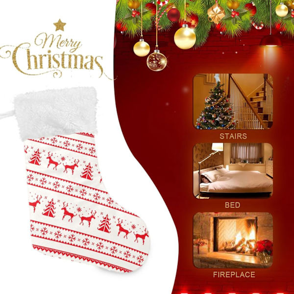 Julklapp, Personliga Julklappsstrumpor 2-pack Julgran Ränder Rensa 45,7 cm Julstrumpor Hängande Ornament Eldstad för B