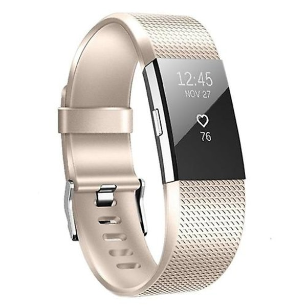 For Fitbit Charge 2 rutete metallklokkebånd DFC Champagne Gold