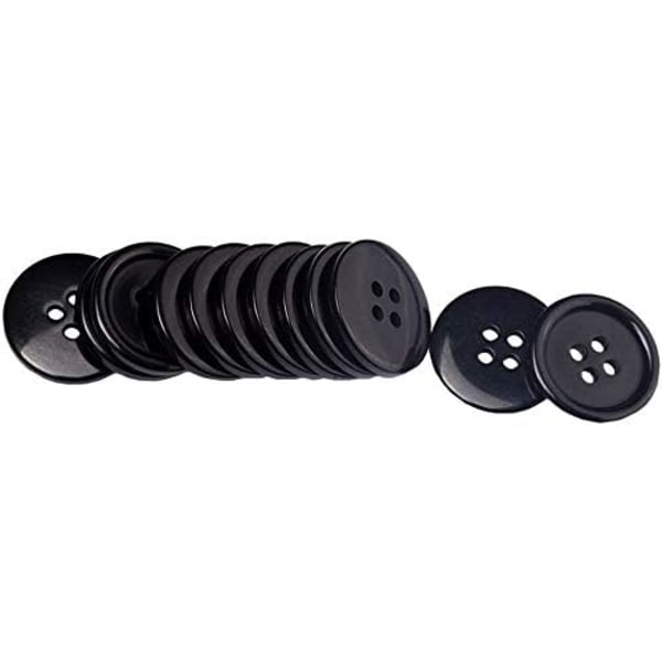 Runde knapper i sort harpiks - pakke med 20 stk