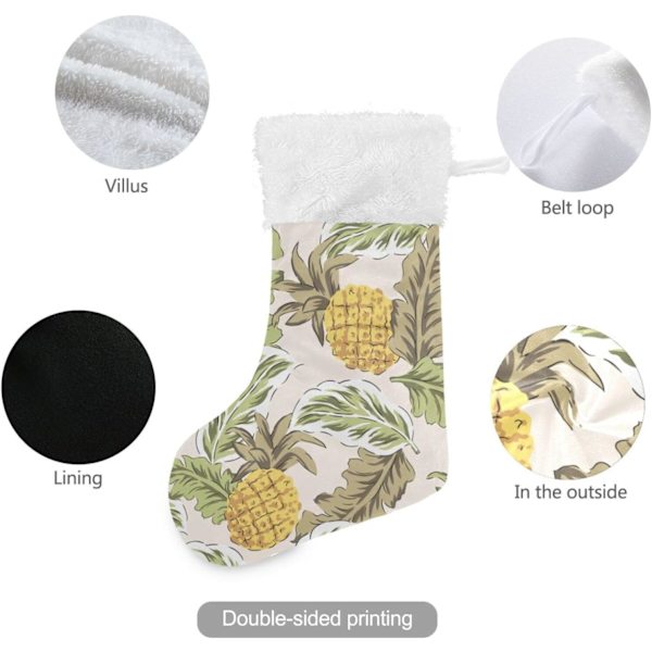 Julklapp, personliga julklappsstrumpor 2-pack tropisk gul ananas bruna palmblad sommar strand blommig 45,7 cm julstrumpor