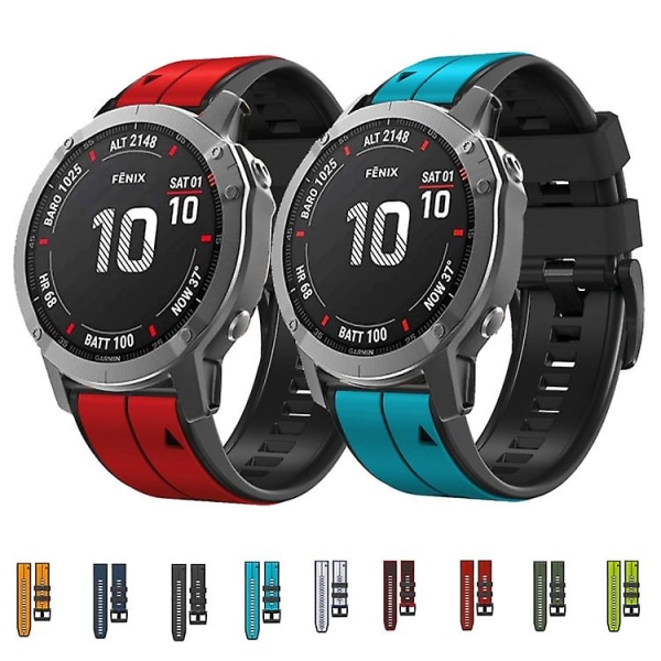For Garmin Instinct 22mm Silikone Sports Tofarvet Rem Red-Black