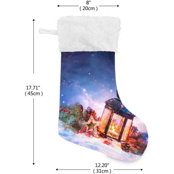 Julklapp, Personliga Julklappsstrumpor 2-pack Magisk Lykta Jul 45,7 cm Julstrumpor Hängande Ornament Eldstad för Träd