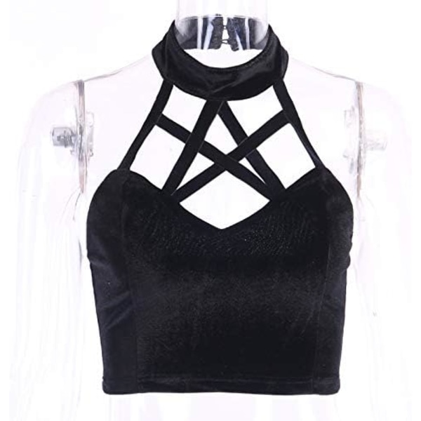 Gotisk Crop Top Æstetisk Camis Sort Mall Goth Grafisk Print Sexet Crop Top