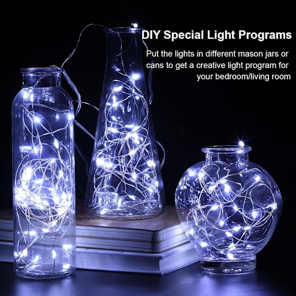 GDEAER 4-pak eventyrlys juledekor 16,4 fot 50 LED batteridrevne julelys med fjernkontroll vanntett 8 moduser blinkende ildflue-lyskjede