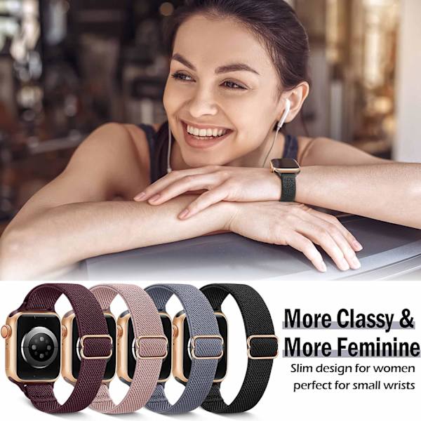 Tunt, elastisk band som er kompatibelt med Apple Watch - 44 mm