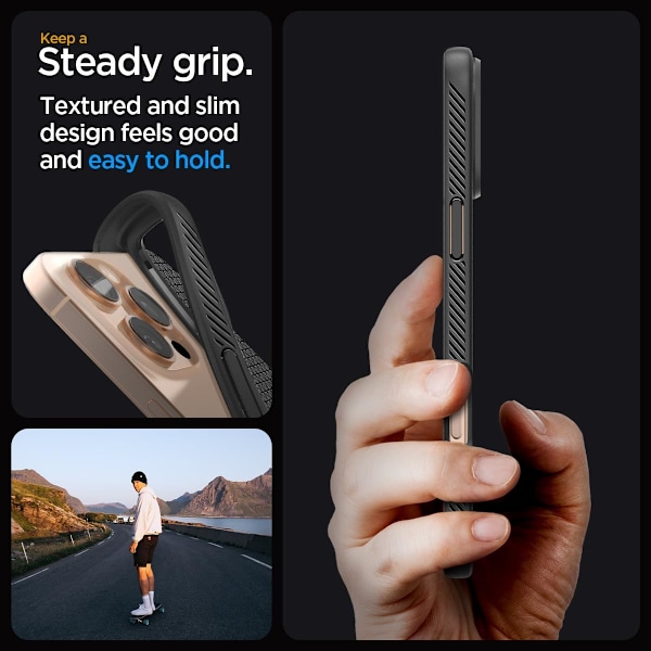 Liquid Air Skal Designat för iPhone 16 Pro [INTE Kompatibelt med MagSafe], [Militärklassat Skydd] - Matt Svart Matt Svart iPhone 16 Pro