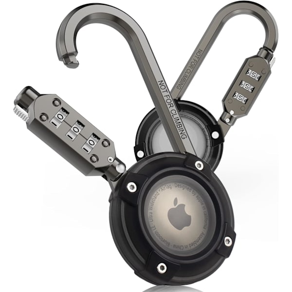 Airtag-hållare med 3-siffrigt kombinationslås, skyddande Airtag-fodral med metallkarbinhake, Airtag-cykelmonteringslås för stöldskydd, Apple Airtag