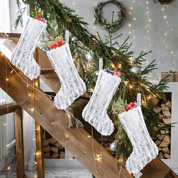 4-pack 20 tum guldbrons julstrumpor - konstgjorda pälsstrumpor