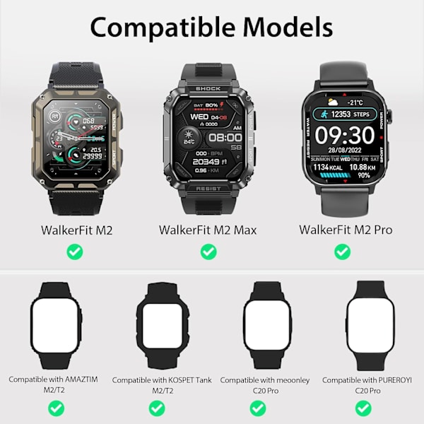 Smart Watch Band 22mm 2 Pack, för AMAZTIM Smart Watch Band