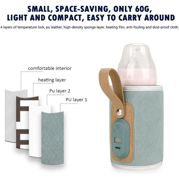 Strifee Babyflaskevärmare Baby Mjölkvärmare Värmare USB Uppladdningsbar Bärbar Flaskevärmare för Resor Babyflaskekyl Flaska Prep Maskin Flaska